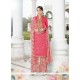 Stupendous Rose Pink Print Work Cotton Satin Designer Palazzo Salwar Suit