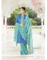 Regal Cotton Satin Blue Designer Palazzo Salwar Suit