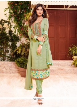 Shilpa Shetty Green Churidar Designer Suit