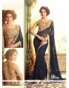 Gripping Georgette Navy Blue Classic Saree