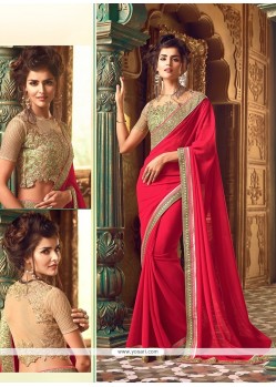 Aesthetic Georgette Hot Pink Trendy Saree