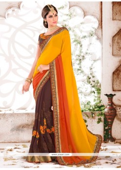 Adorable Georgette Patch Border Work Classic Saree