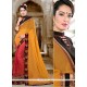 Sparkling Red And Yellow Patch Border Work Classic Saree