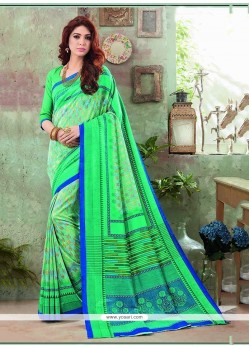 Engrossing Green Art Silk Printed Saree