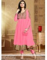 Lovely Pink Soft Net Anarkali Suit