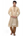 Cream Punjabi New Style Kurta Pajama In Art Silk