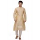 Light Gold Art Silk Punjabi Kurta Pajama For Men