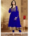 Dazzling Blue Embroidery Anarkali Suit