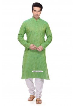 Green Eid Wear Indian Punjabi Kurta Pajama In Cotton