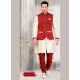 Cream Indo Western Style Silk Kurta Paijama With Jacket