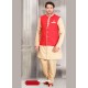 Beige Dupion Silk Indian Designer Kurta Pajama With Jacket
