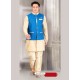 Beige Jacket Style Indian Punjabi Kurta Pajama In Dupion Silk