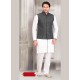 White Party Wear Cotton Kurta Payjama With Modi Jacket