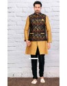 Latest Indian Eid Wear Gold Kurta Pajama With Jacket