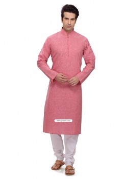 Pink Ready Made Indian Kurta Pajama In Cotton
