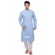 Sky Blue Casual Wear Punjabi Kurta Pajama In Cotton