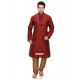 Maroon Ready Made Punjabi Kurta Pajama In Art Silk