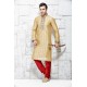 Cream Polyester Silk Designer Punjabi Kurta Pajama For Weddings