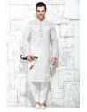 Grey Jute Silk Kurta Pyjama For Men For Wedding