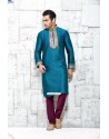Tiffany Blue Punjabi Ethnic Wear Kurta Pajama In Silk