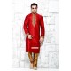 Red Designer Kurta Pajama For Wedding In Pure Silk