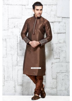 Brown Latest Indian Fashion Silk Kurta Pajama For Feativals
