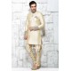 Cream Designer Indian Wedding Wear Kurta Pajama In Jute Silk
