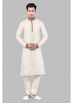 Off White Ethnic Indian Ready-made Silk Kurta Pajama