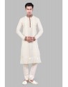 Off White Ethnic Indian Ready-made Silk Kurta Pajama