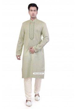 Green Indian Fashion Kurta Pajama In Cotton