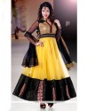 Magnetic Yellow And Black Net Anarkali Suit