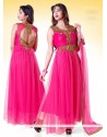 Magnificent Pink Net Anarkali Suit