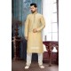 Cream Ethnic Indian Punjabi Kurta Payjama In Art Silk