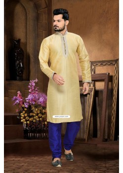 Yellow Art Silk Indian Wedding Kurta Pajama