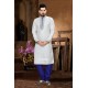 White Indian Mens Kurta Pyjama In Jacquard