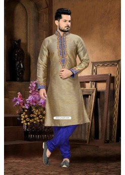 Brown Ghicha Silk Gents Kurta Pajama For Festivals