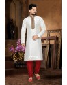 White Ethnic Wear Punjabi Kurta Pajama In Silk