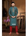 Blue Latest Indian Fashion Kurta Pajama In Jacquard