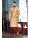 Ready-made Beige Designer Kurta Pajama In Art Silk