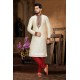 Cream Art Silk Punjabi Kurta Pajama For Men