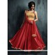 Vivacious Embroidered Work Gold And Maroon Art Silk Anarkali Salwar Kameez