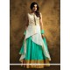 Winsome Resham Work Beige And Sea Green Anarkali Salwar Kameez