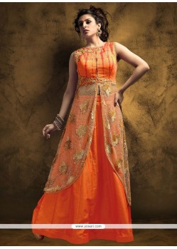 Graceful Net Embroidered Work Long Choli Lehenga