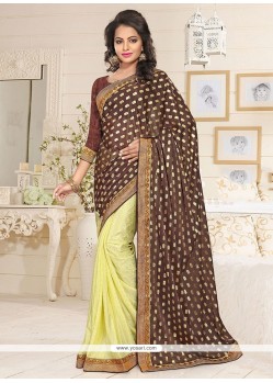 Intriguing Lace Work Designer Half N Half Saree