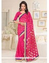 Glowing Georgette Lace Work Designer Saree