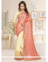 Topnotch Georgette Beige And Peach Designer Saree