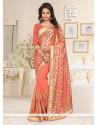 Mesmerizing Lycra Orange Designer Saree