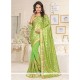 Delectable Georgette Green Lace Work Designer Saree