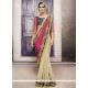 Immaculate Silk Beige And Pink Traditional Saree