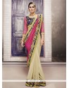 Immaculate Silk Beige And Pink Traditional Saree